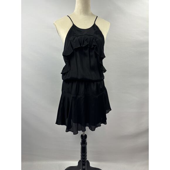 Karina Grimaldi Celine Mini Dress Black Medium Ruffled Adjustable Straps Mini - Picture 10 of 10